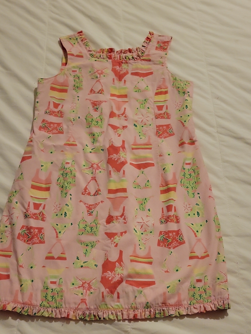 🌴🌸Lilly Pulitzer Pink Ruffled Swimsuit Sundress Size 14. 100% Cotton